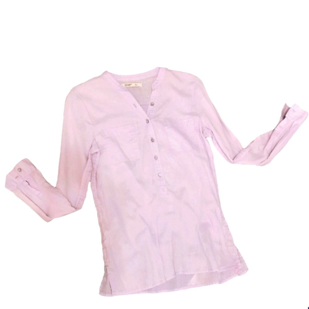 Old Navy Lavender Linen Blend Camp Shirt